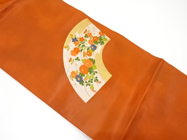 地紙に草花模様織り出し名古屋帯